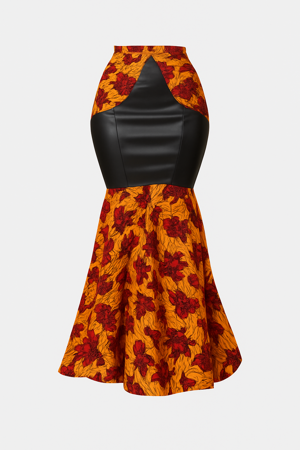 Ankara Faux Leather Mermaid Skirt